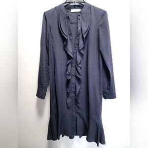 Tory Burch Navy Ruffled Shirt Dress Size 2